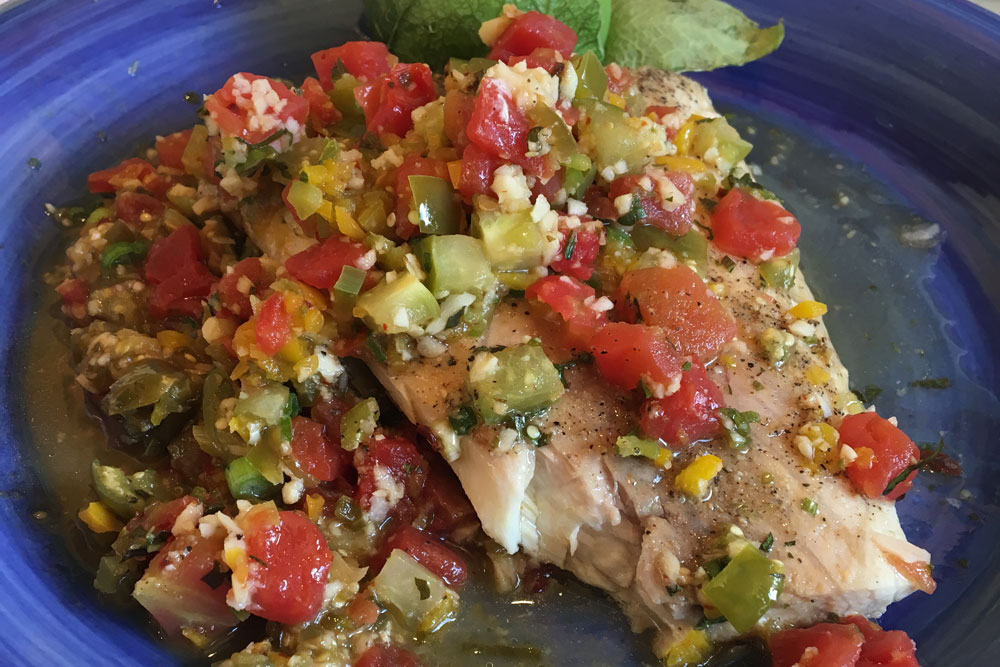 Lemon Fish with Tomatillo-Rotel® “Salsa” Lemon Fish with Tomatillo-Rotel® “Salsa”
